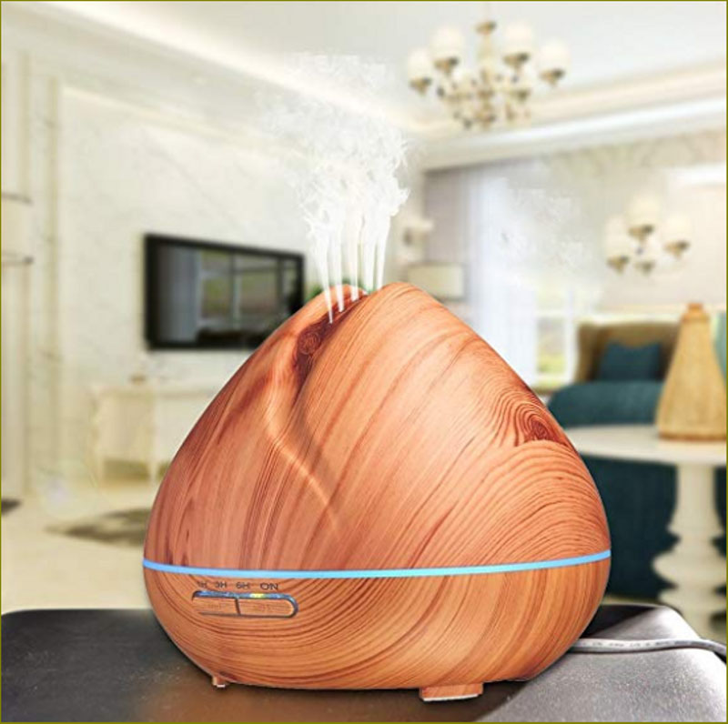 Máy Khuếch Tán Tinh Dầu Quả Đào Gỗ Vàng Lorganic Fx2024 + Tinh Dầu Sả Chanh Lgn0275 (10ml)