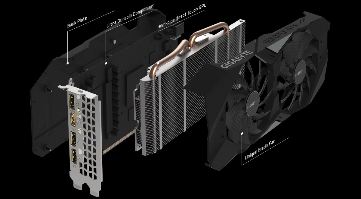 Card màn hình Gigabyte GTX 1660 Ti WINDFORCE OC 6G ( GV-N166TWF2OC-6GD ) - Hàng Chính Hãng