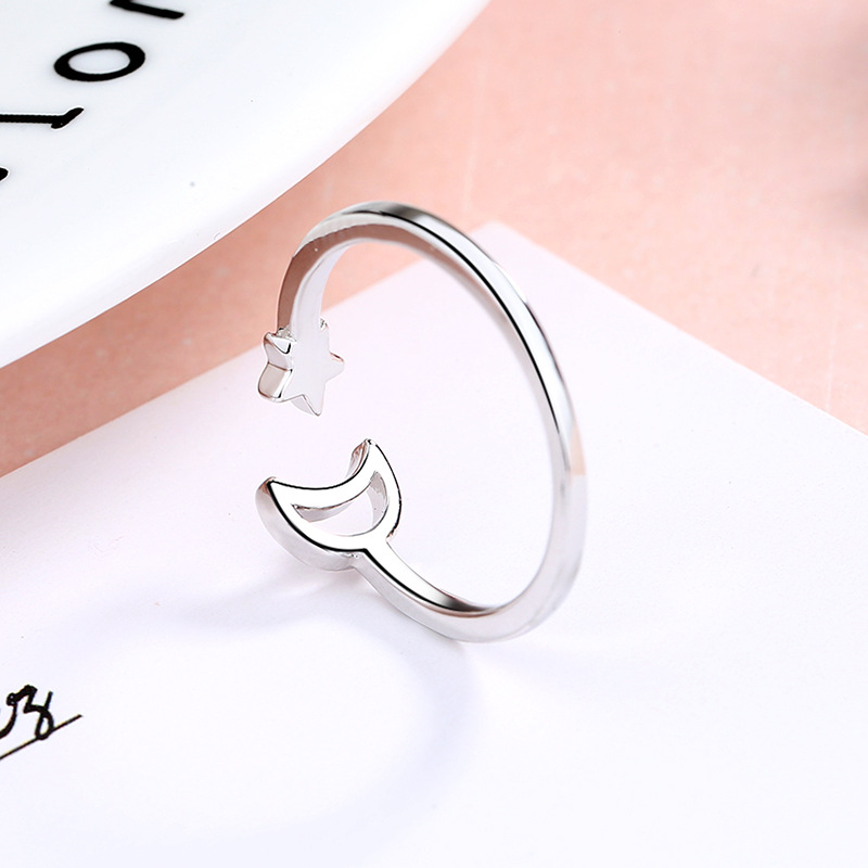 Nhẫn nữ trăng sao vòng mở free size nữ tính NN06