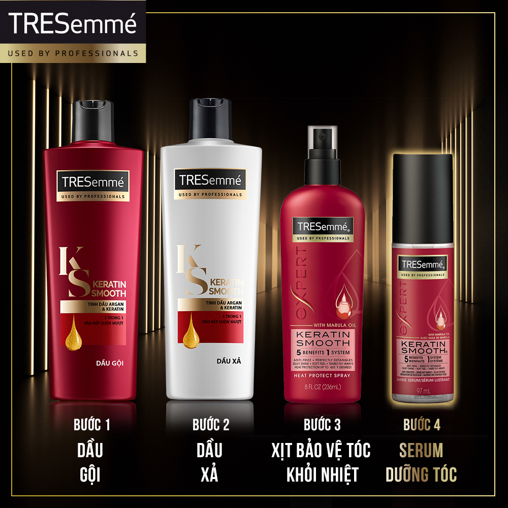 Serum Dưỡng Tóc TRESEMME Keratin Smooth Xịt Dưỡng tóc tạo kiểu Dầu Marula & Keratin Tóc Vào Nếp Bóng Mượt 97ml