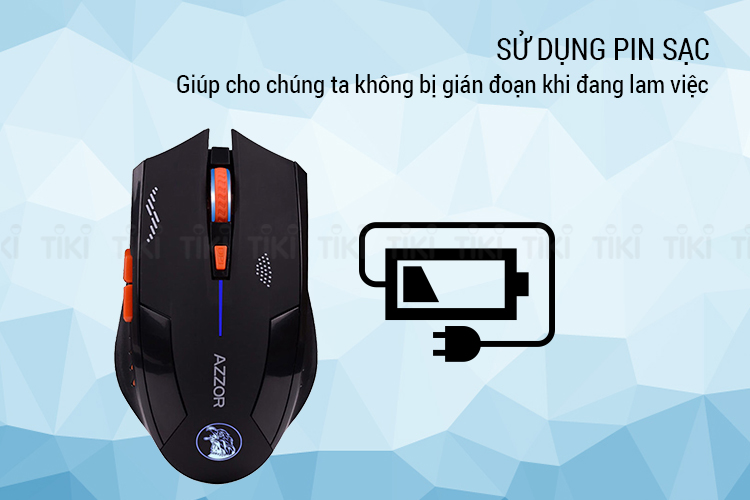Chuột Chơi Game Không Dây Azzor Eagle 2400DPI 6 Phím - Hàng Nhập Khẩu