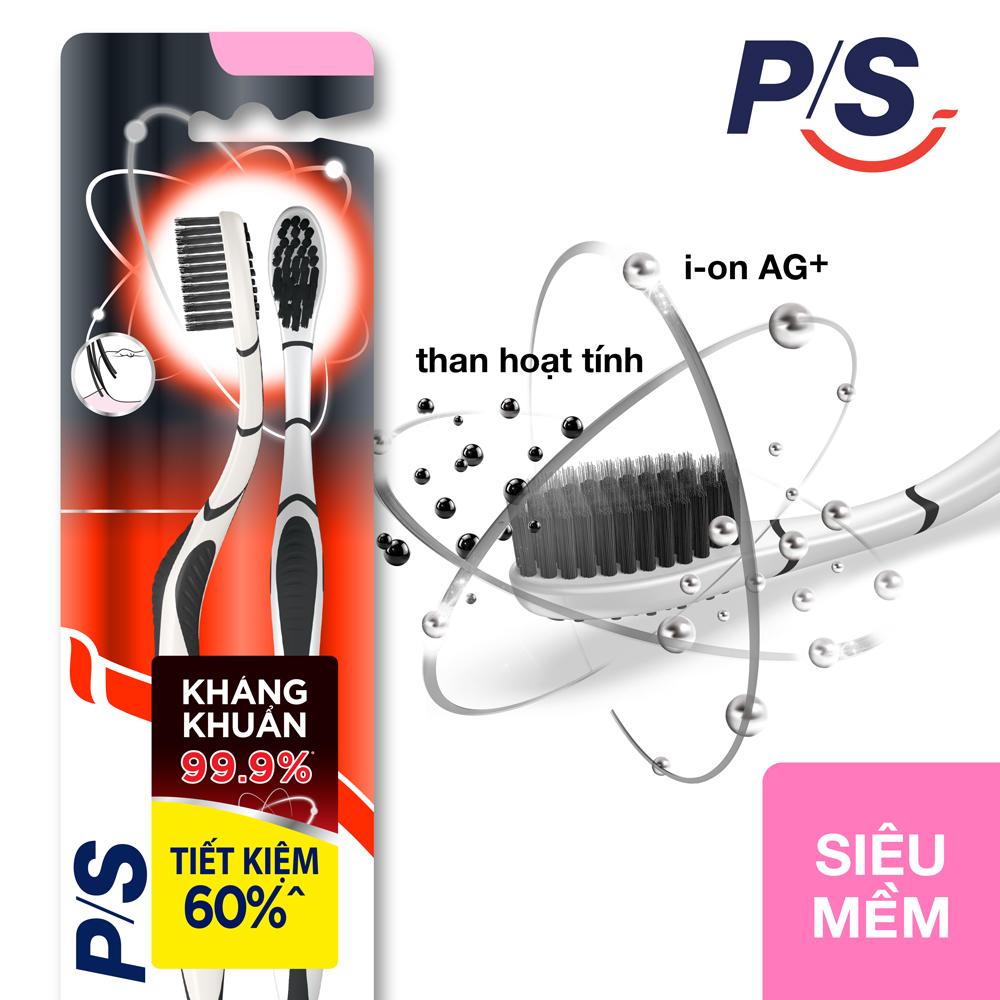 Combo 2 Bàn Chải Đánh Răng P/S Than Bạc - Giao Màu Ngẫu Nhiên