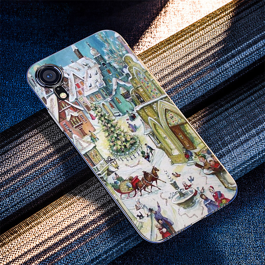 Ốp điện thoại kính cường lực cho máy iPhone XS MAX - giáng sinh đầm ấm MS GSDA002
