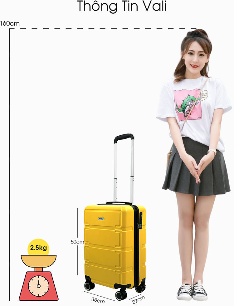 Vali Nhựa Kéo Du Lịch Trip P806 Size 20inch (50cm)