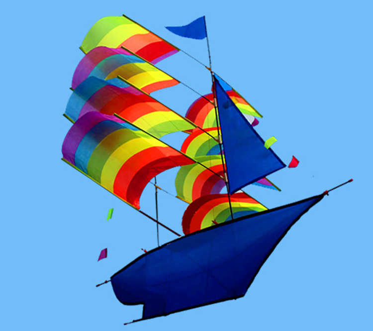 3D Sailboat Kite for Kids and Adults Sailing Boat Flying Kite with String and Handle Outdoor Beach Park Sports Fun