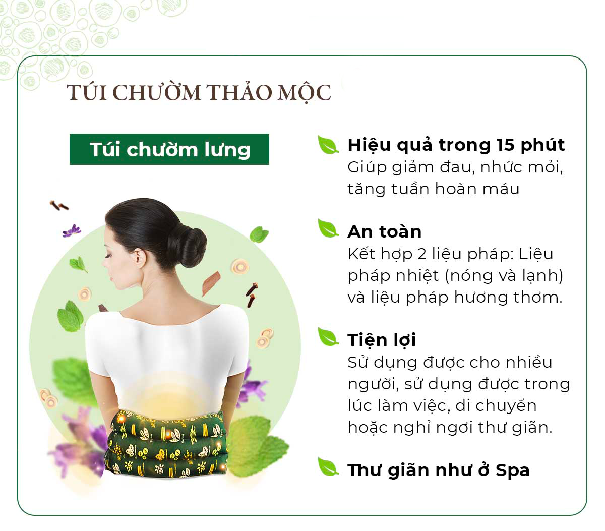 túi chườm lưng thảo dược - atz organic - nóng lạnh đa năng 2