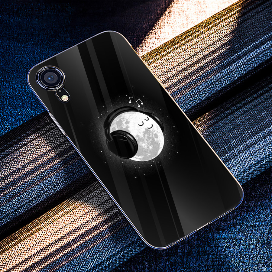 Ốp điện thoại kính cường lực cho máy iPhone X/XS - emoji kute MS EMJKT002
