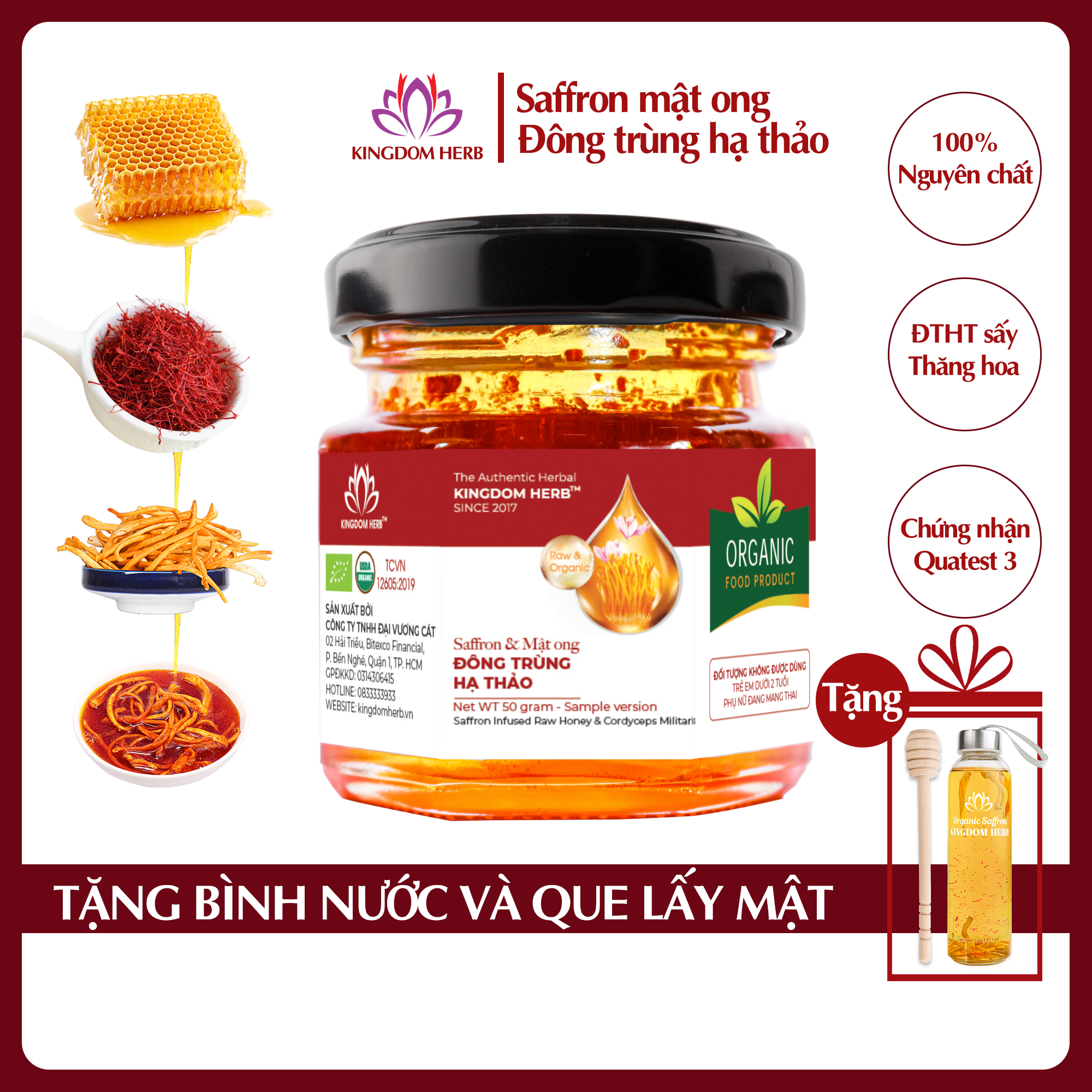 mật ong saffron đông trùng hạ thảo