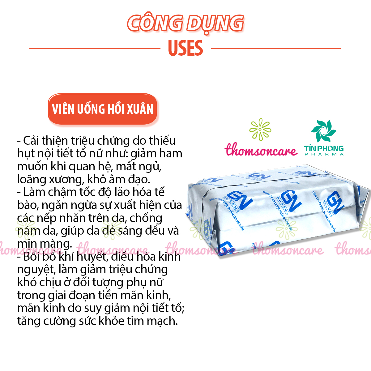 viên hồi xuân ngọc lan - bổ sung nội tiết tố nữ, chống lão hóa, loãng xương, giảm khô hạn - từ mầm đậu nành và vitamin e 3