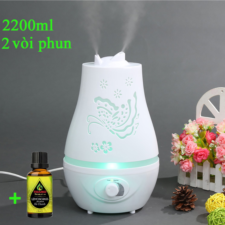 Máy Xông Tinh Dầu 2200ML Cho Phòng Rộng + Tinh Dầu Sả Chanh TIDAMO - Máy Khuếch Tán Tinh Dầu Thể Tích Lớn Nhất, Chuyên Dụng Xông Tinh Dầu, Phun Sương Tạo Ẩm Cho Không Gian Lớn