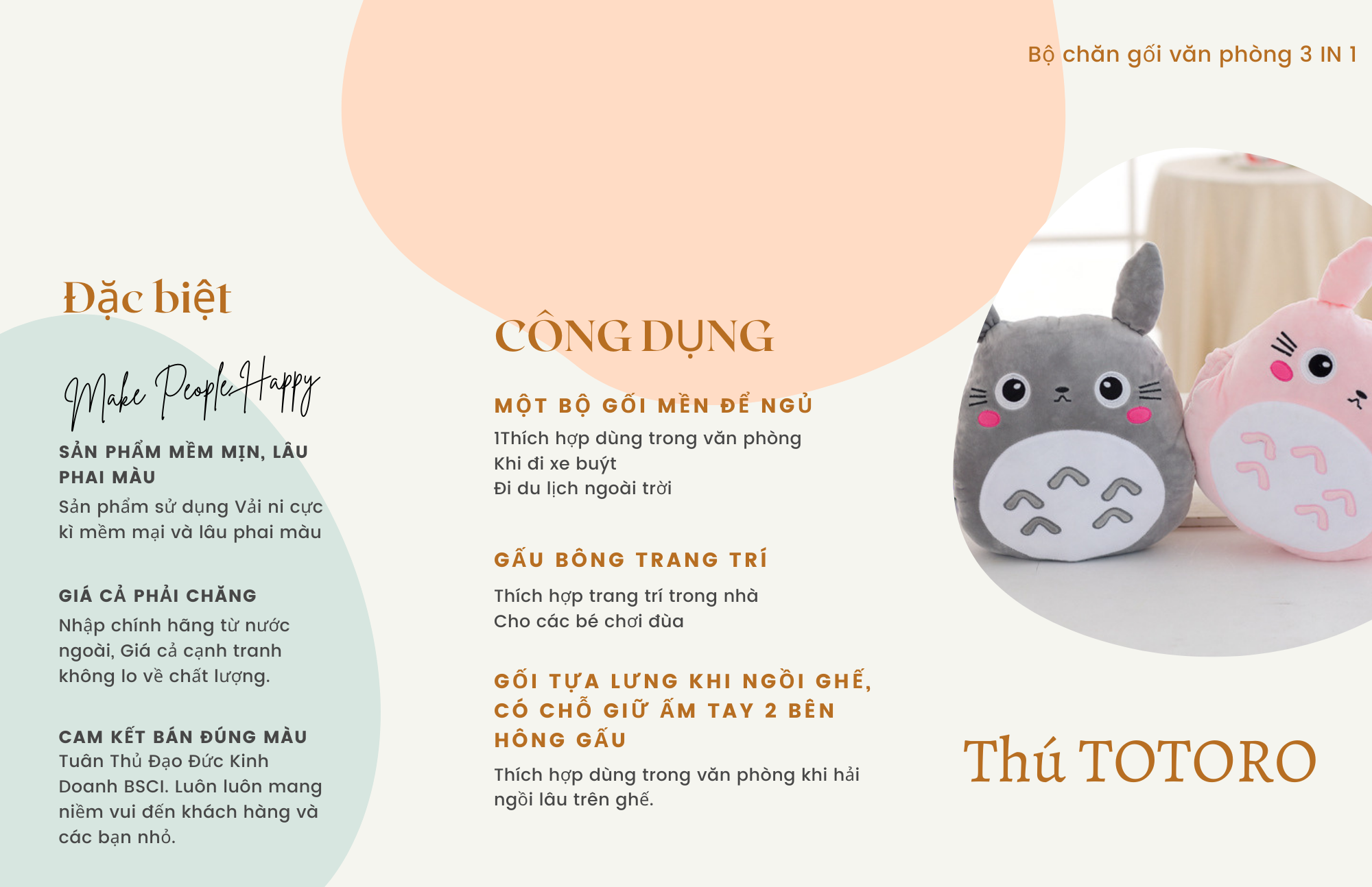 Chăn gối văn phòng thú TOTORO