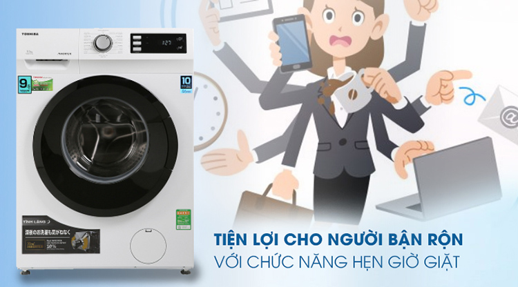 Máy Giặt Cửa Trước Inverter Toshiba TW-BK105S2V-WS (9.5kg) - Hàng Chính Hãng - Chỉ Giao tại Hà Nội