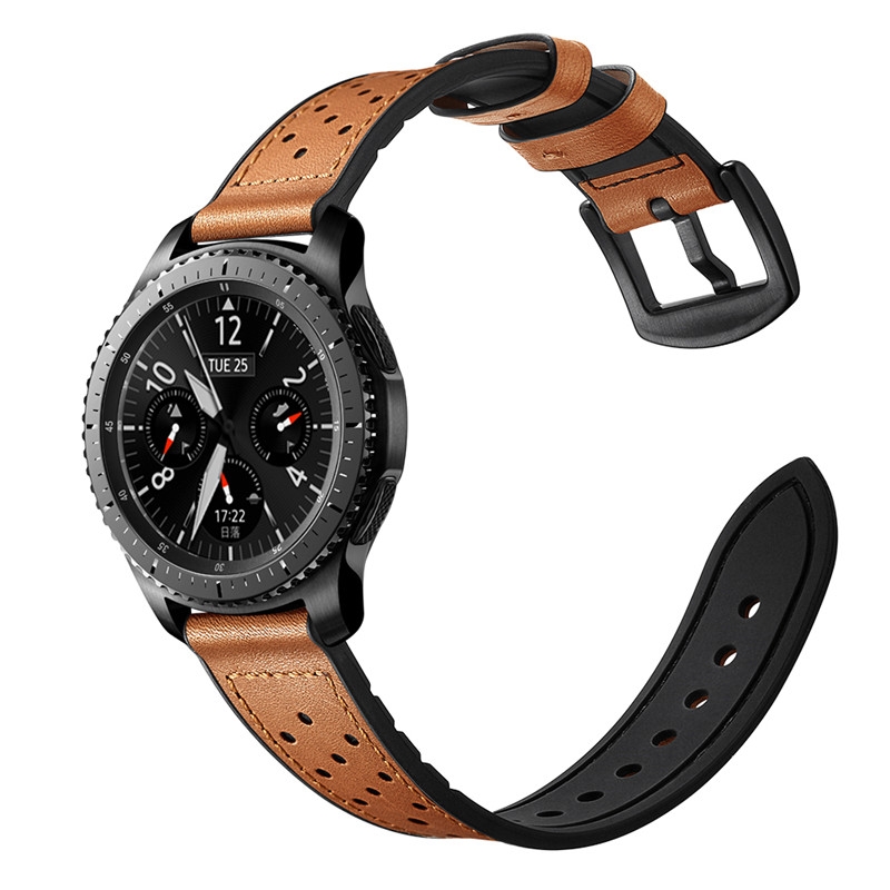 Mua Dây Da Lỗ Hybrid Size 22Mm Cho Galaxy Watch 46, Huawei Watch Gt 2,  Samsung Gear S3, Fossil - Đen Tại Shop Mrhi