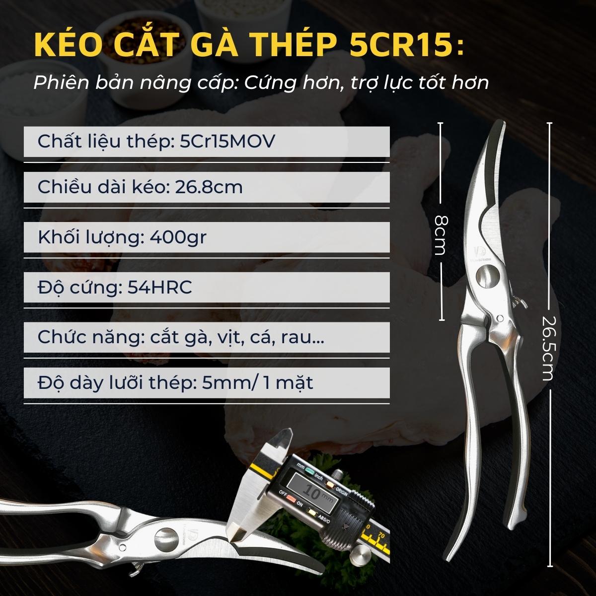 Kéo cắt gà DandiHome thép liền khối cao cấp 2020
