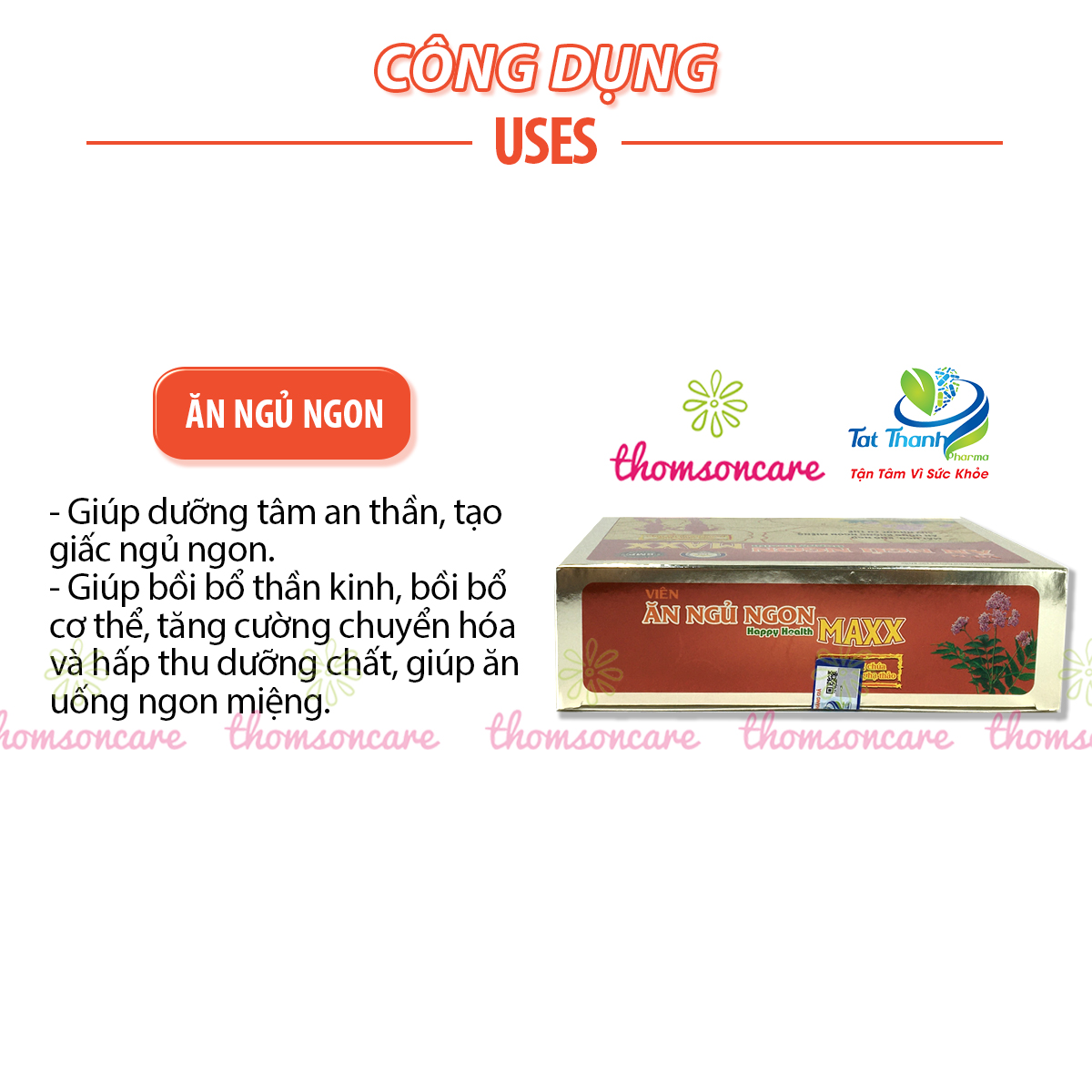 Ăn ngủ ngon Happy Health Max - Giúp giảm mất ngủ, căng thẳng thần kinh - Hộp 60v từ đông trùng hạ thảo, melatonin, sữa ong chúa 3