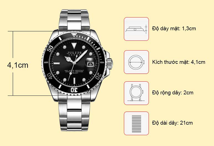Đồng Hồ Nam Julius JAH-104B (Đen)