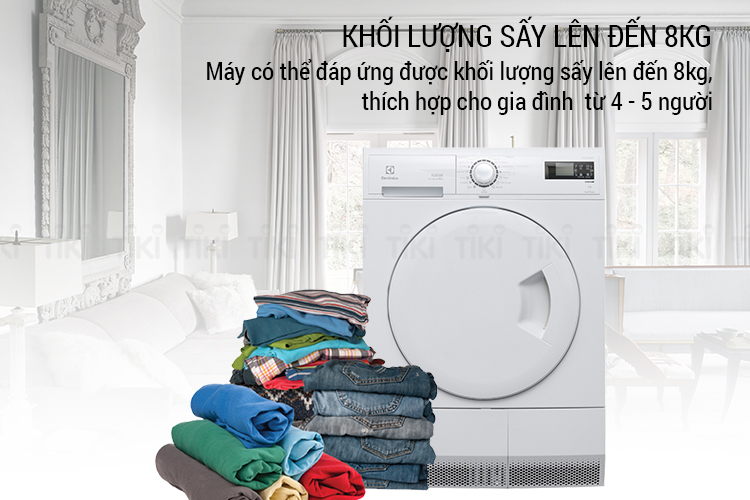 Máy Sấy Cửa Trước Electrolux EDC2086PDW (8kg) - Trắng - Hàng Chính Hãng