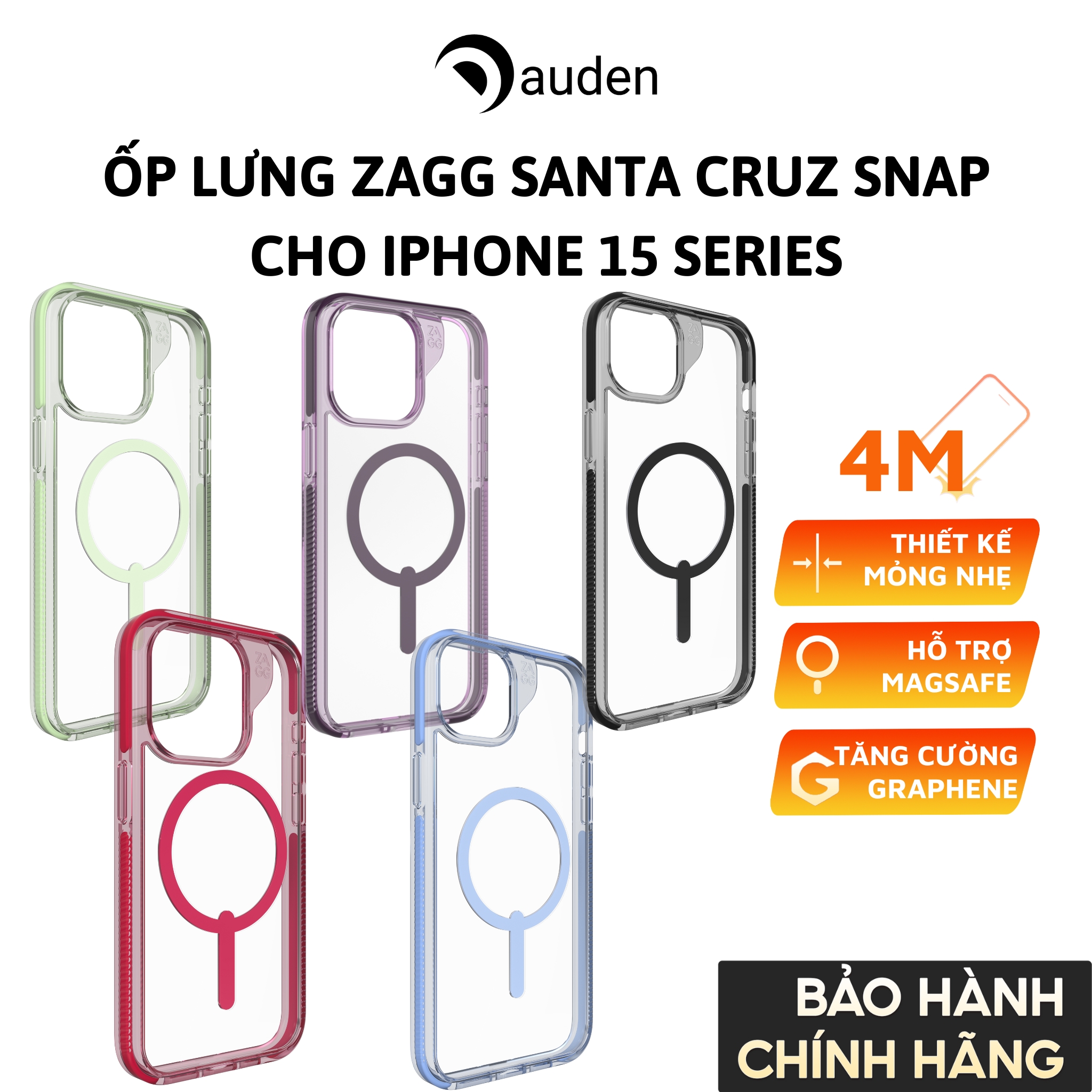 Ốp lưng ZAGG chống sốc bảo vệ dành cho iPhone 15/ 15 Plus/ 15 Pro/ 15 ProMax, bảo hành 12 tháng 1 đổi 1 - Hàng chính hãng