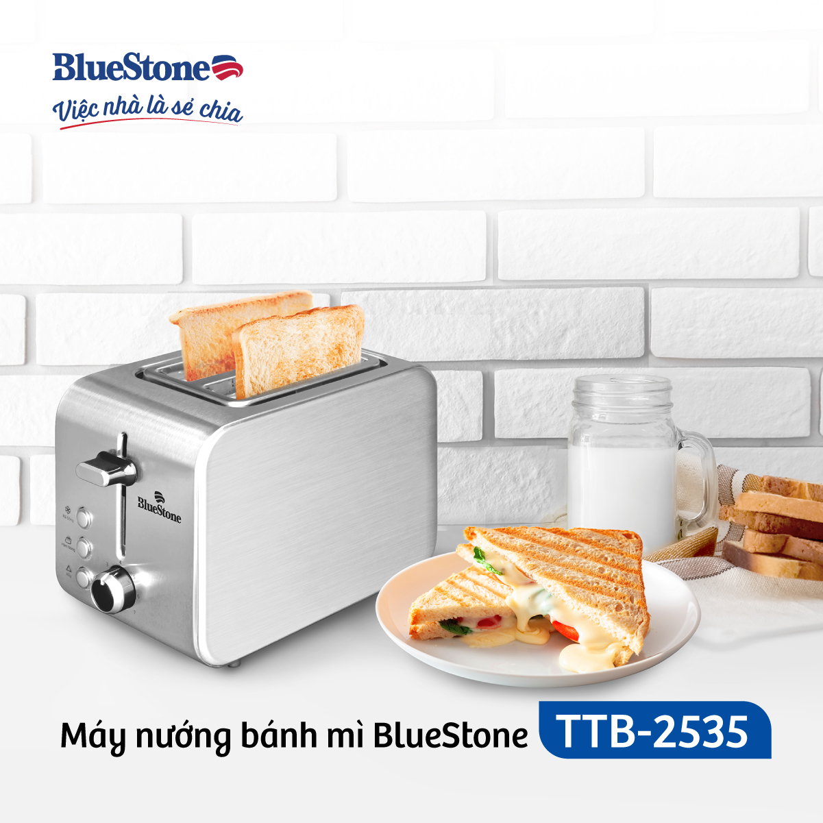 Máy Nướng Bánh Mì BlueStone TTB-2535 (850W) - Hàng chính hãng