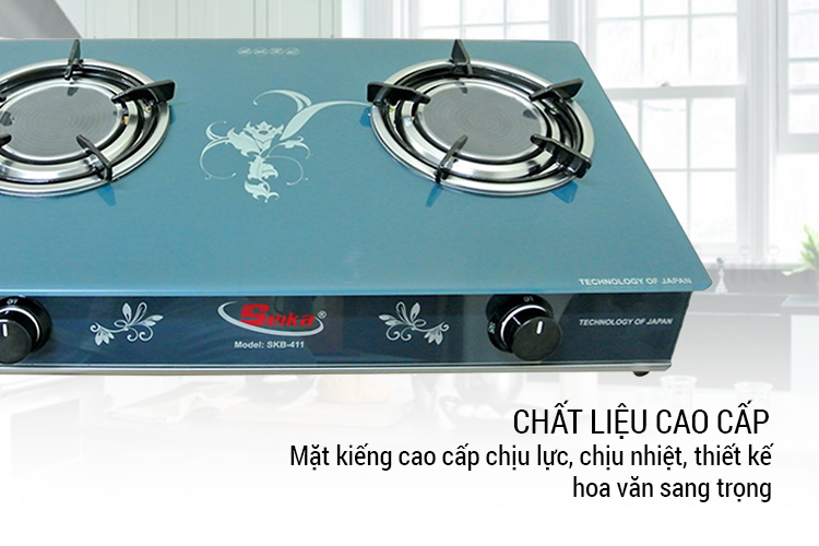 Bếp Gas Đôi Mặt Kính Sen Hồng Ngoại Seika SKB411 - Hàng Chính Hãng