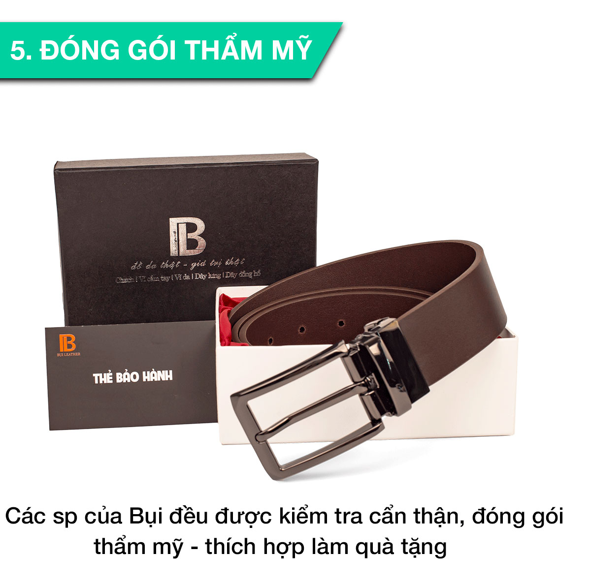 Thắt lưng da bò nguyên tấm L113 cao cấp nhiều mặt Bụi Leather - Bảo hành 12 tháng
