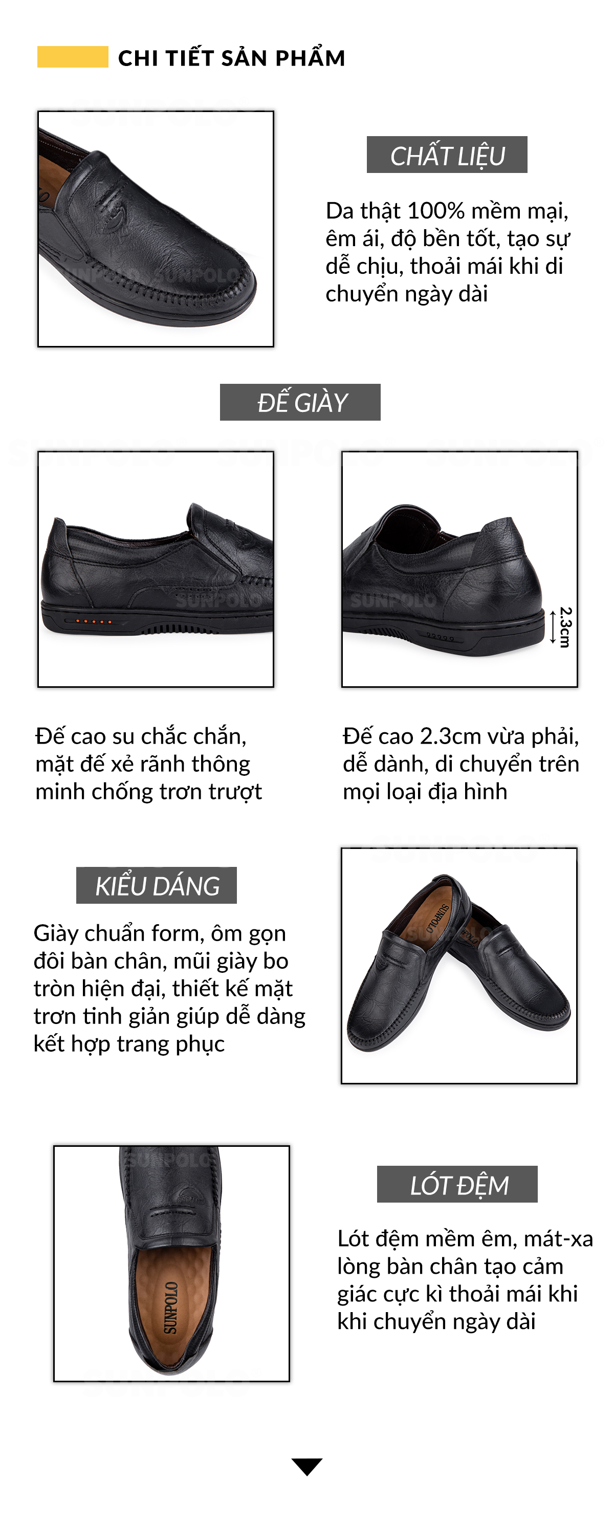 Giày Lười Nam Da Bò SUNPOLO SU4016 - Thông Tin Chi Tiết