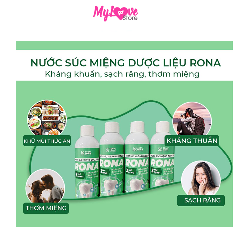 Nước Súc Miệng Dược Liệu Rona Cocayhoala Sạch Răng Khử Mùi Hôi Ngừa Viêm Lợi, Không Cồn, Chai 180ml 1