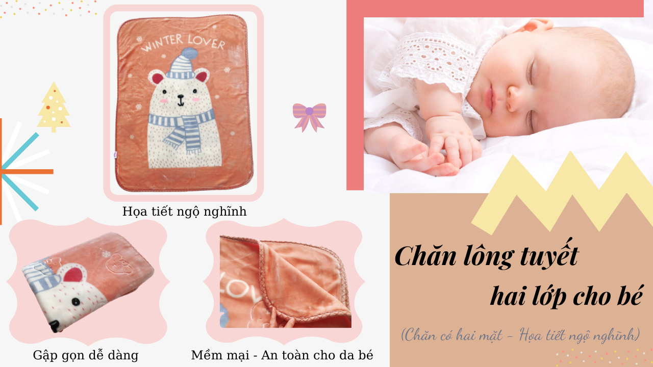 Chăn lông tuyết hai mặt cho bé