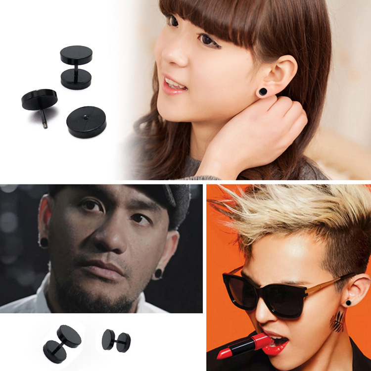 Khuyên tai bông tai quả tạ cúc tròn không gỉ unisex hot trend giới trẻ