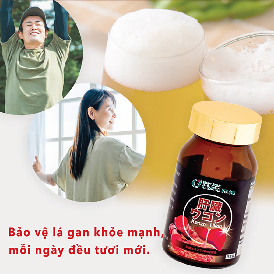 Combo Viên Uống Bổ Gan Kanzo Ukon, Tăng Cường Sinh Lý Nam Supomaca Genki Fami Nhật Bản
