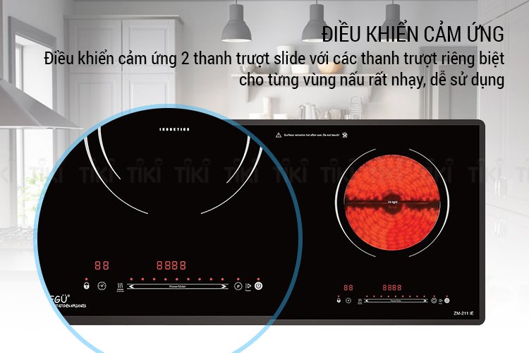 Bếp Đôi Âm Từ - Hồng Ngoại Zegu ZM-211IE (73cm) - Hàng Chính Hãng