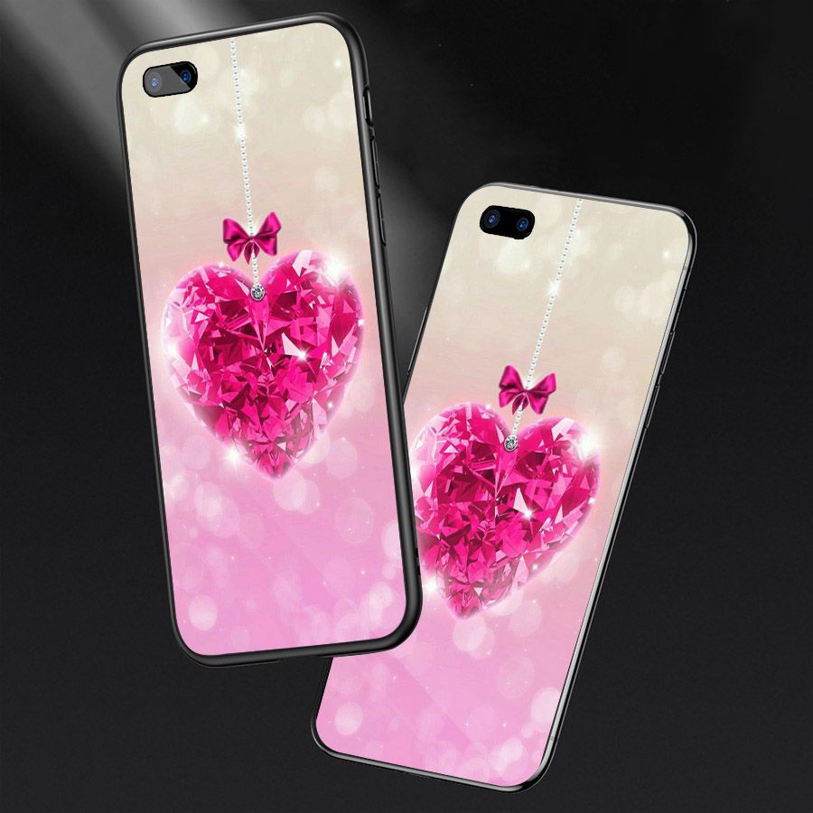 Ốp điện thoại kính cường lực cho máy Oppo Realme C1 - trái tim tình yêu MS LOVE080