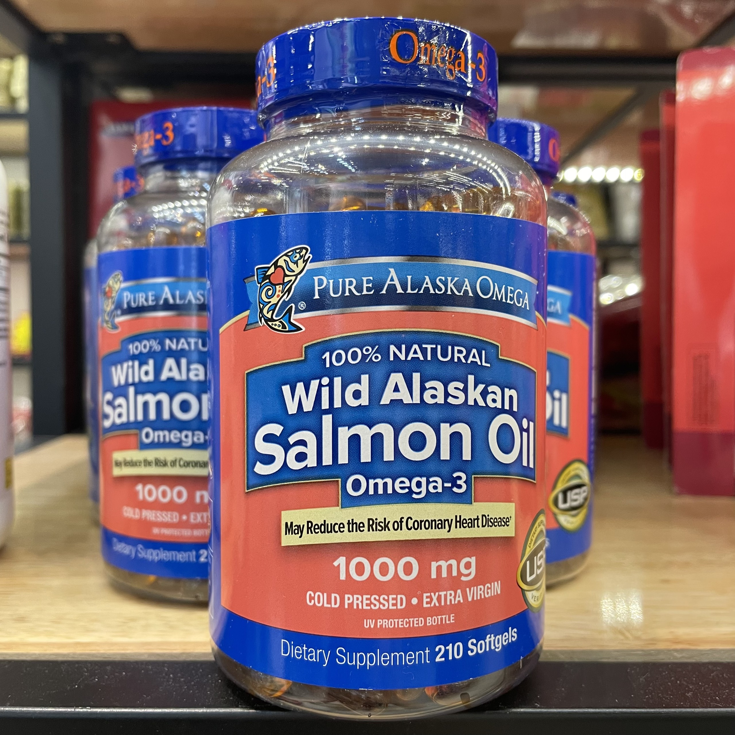 Viên Uống Bổ Sung Sáng Mắt , Khỏe Xương, Tăng Hệ Miễn Dịch Dầu Cá Dầu Cá hồi Pure Alaska Omega-3 Wild Salmon Oil 1000mg  - Hàng nhập Mỹ