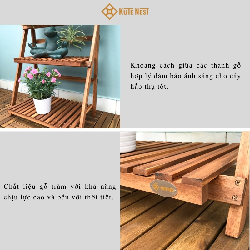 Kệ gỗ tràm 3 tầng 