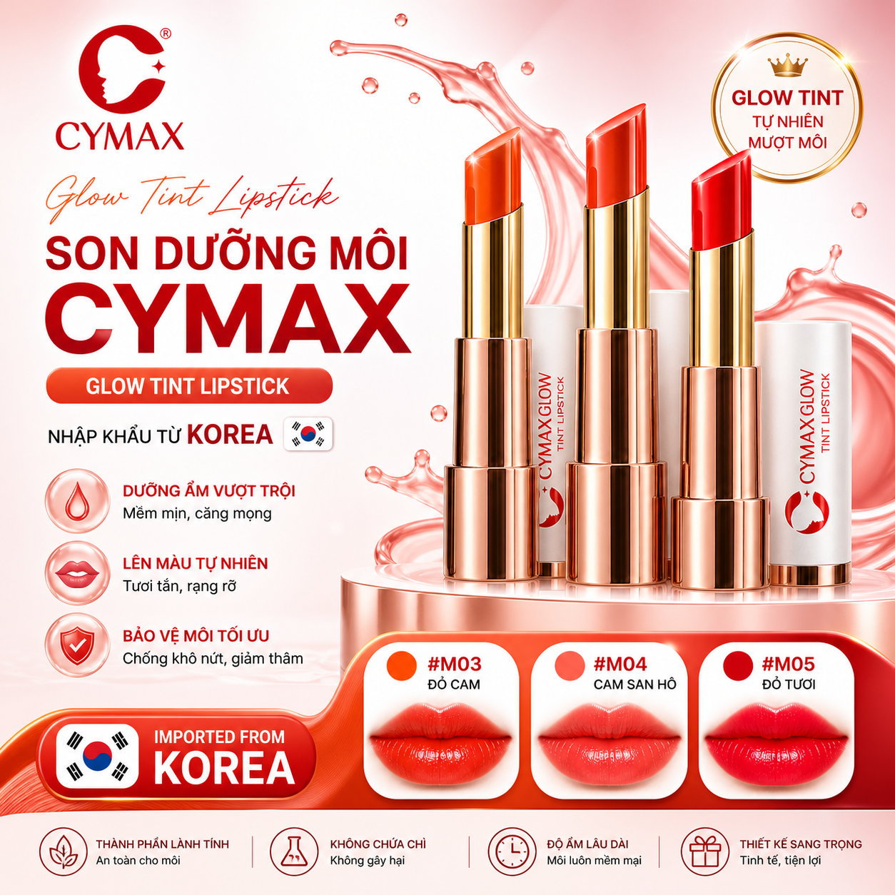 Son Dưỡng Môi VACCI - Lên Màu Đẹp - Lâu Phai - Vitamin Tint Lipstick - Môi Căng Mọng - Mượt Mà