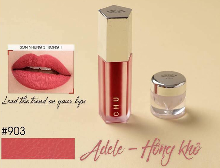 Son Nhung Chu Lipstick - Son Kem Lì Mượt Mịn & Bám Màu Lâu Trôi - Tặng Kèm Túi Và Son Dưỡng