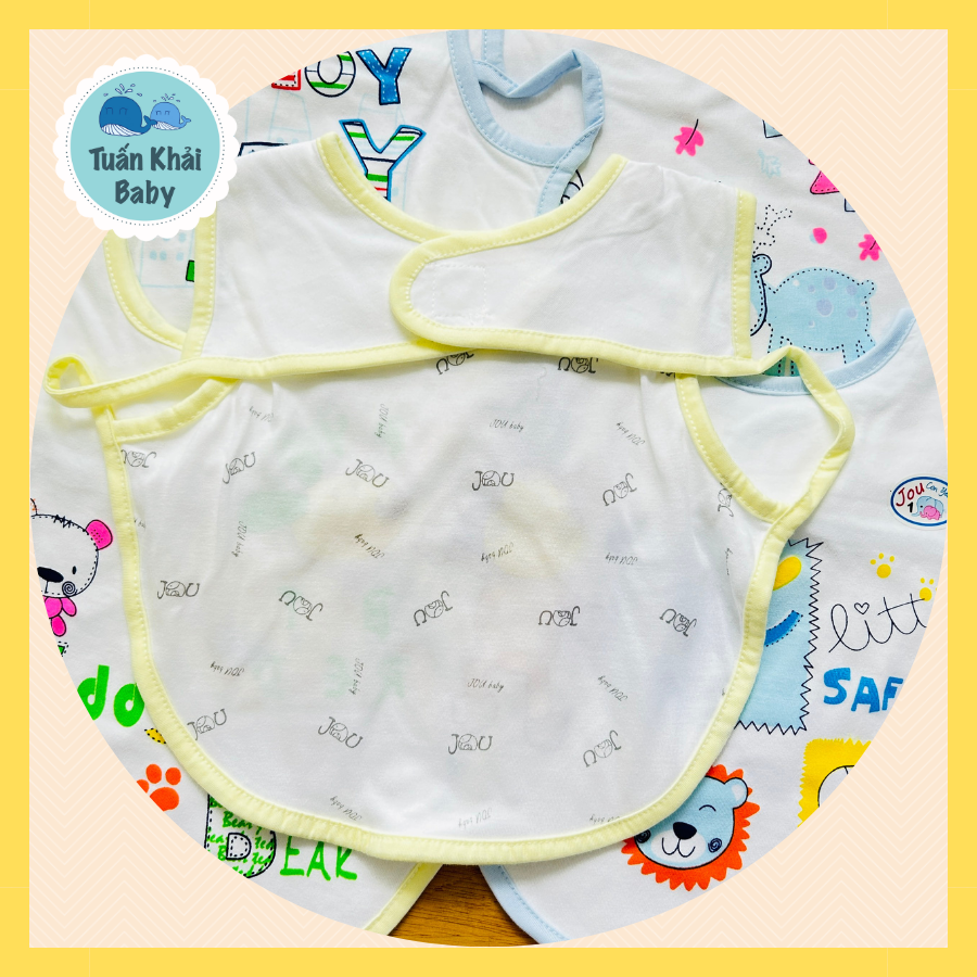 Túi 3 Cái Yếm Ăn Dặm, Yếm Áo 2 Lớp Cotton JOU - Chất vải Cotton Mềm, mại, miếng dán mềm - Kích cỡ 1-3 Tuổi