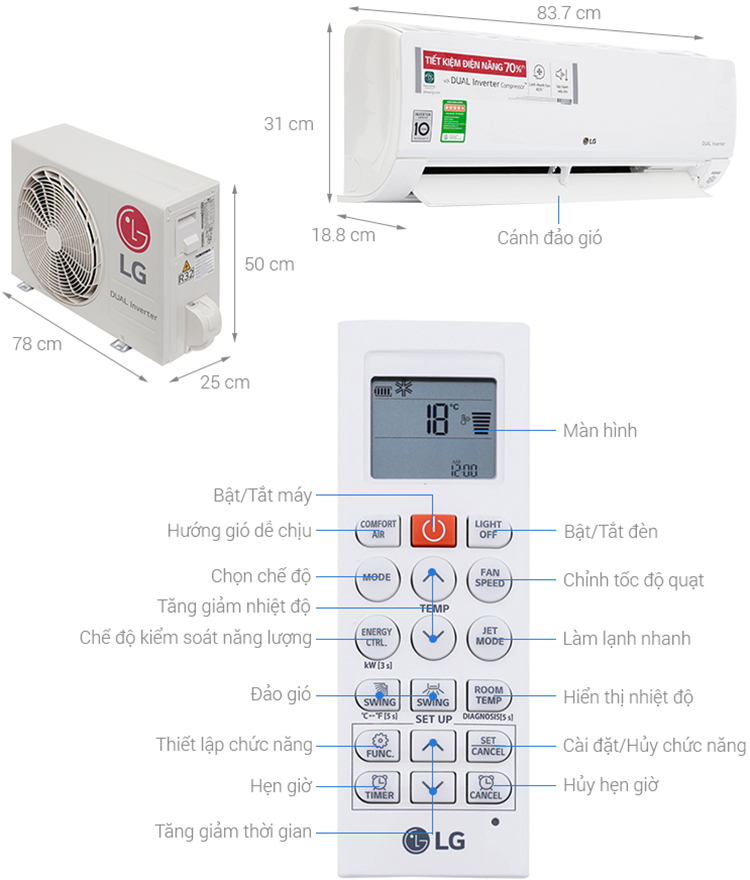 Máy Lạnh Inverter LG V10API (1.0HP) - Hàng Chính Hãng