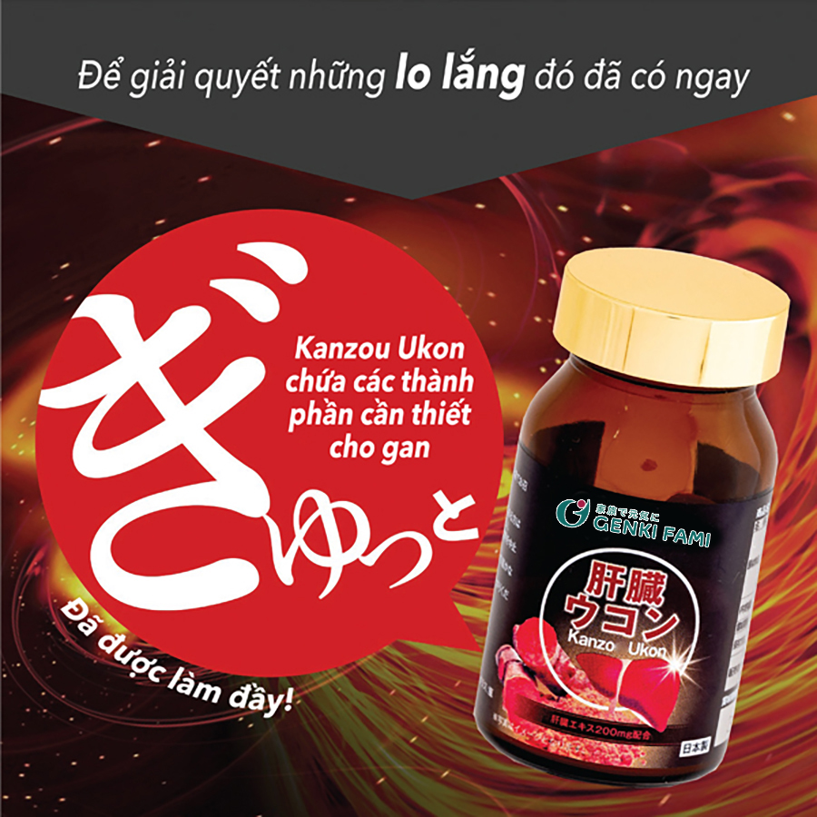 Combo Viên Uống Bổ Gan Kanzo Ukon, Tăng Cường Sinh Lý Nam Supomaca Genki Fami Nhật Bản