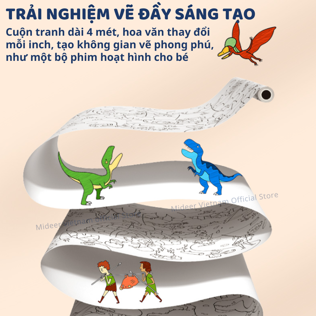 Tranh tô màu dán tường cho bé khổng lồ 4m*40cm Mideer Adhesive Colouring Scroll