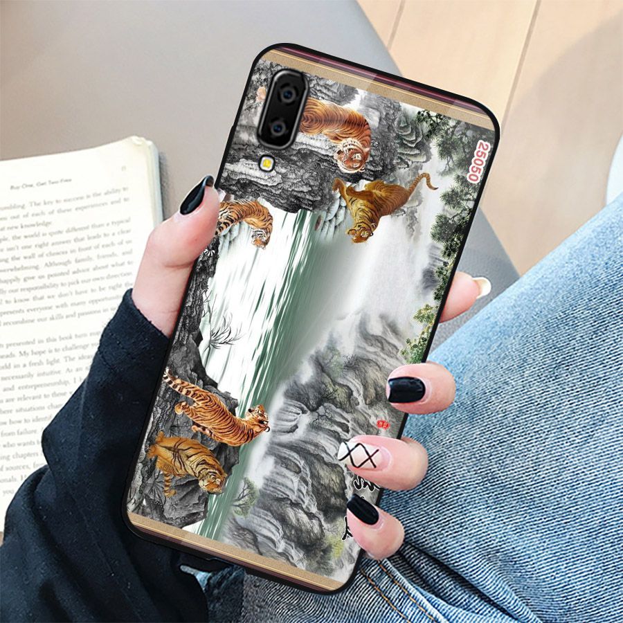 Ốp điện thoại kính cường lực cho máy Samsung Galaxy A7 2018/A750 - hổ MS CONHO007