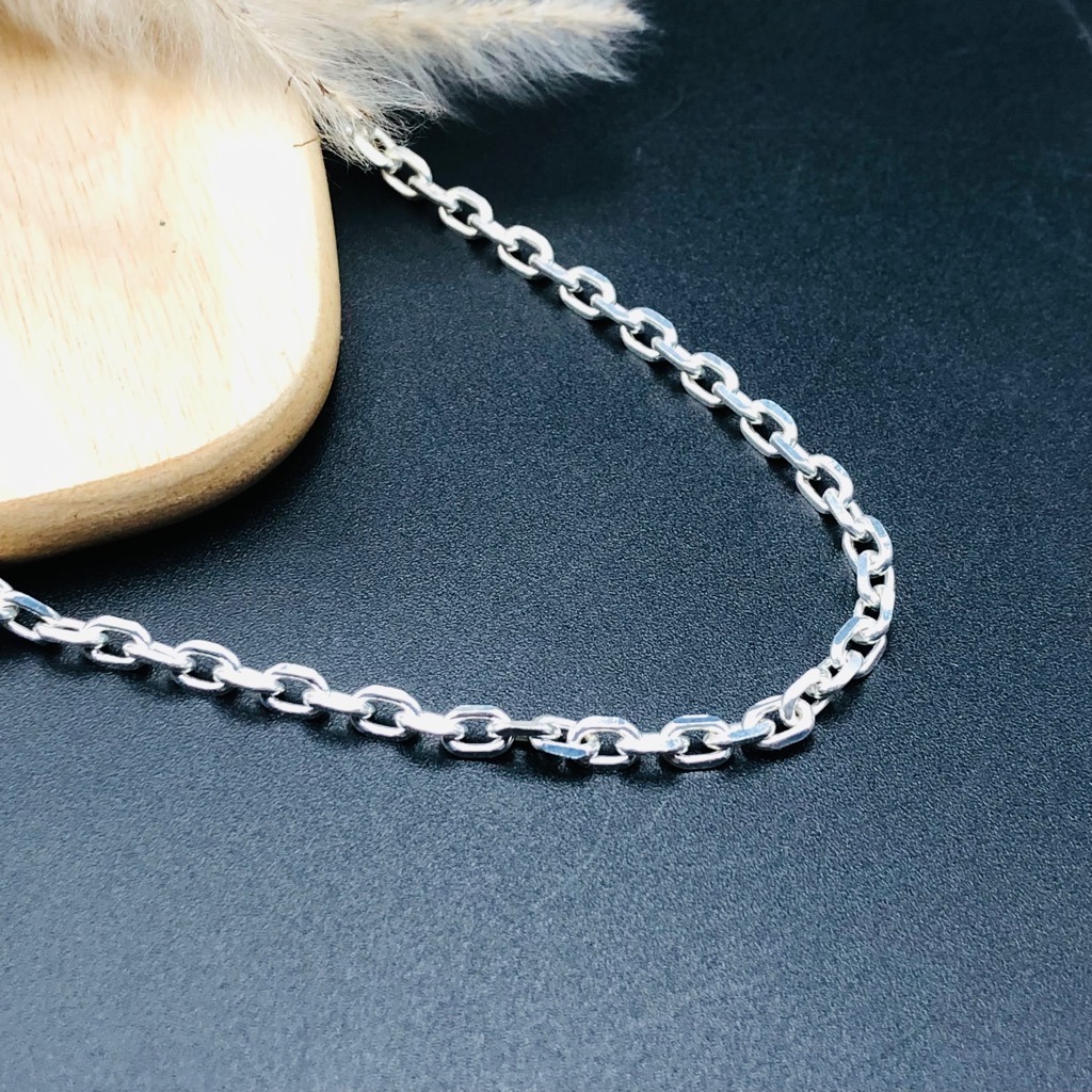 Dây Chuyền Vòng Cổ Nam Bạc Ta Nguyên Chất S99 Kiểu Dây Vuông Bạc Hiểu Minh DBN007T