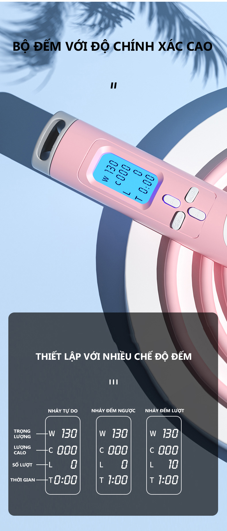 Dây  nhảy thể dục điện tử  đếm số vòng , calo , đếm ngược đồng hồ led hiển thị chính xác , dây PVC lõi thép Cleacco  AT0117   - Hàng chính hãng BORO SPORT