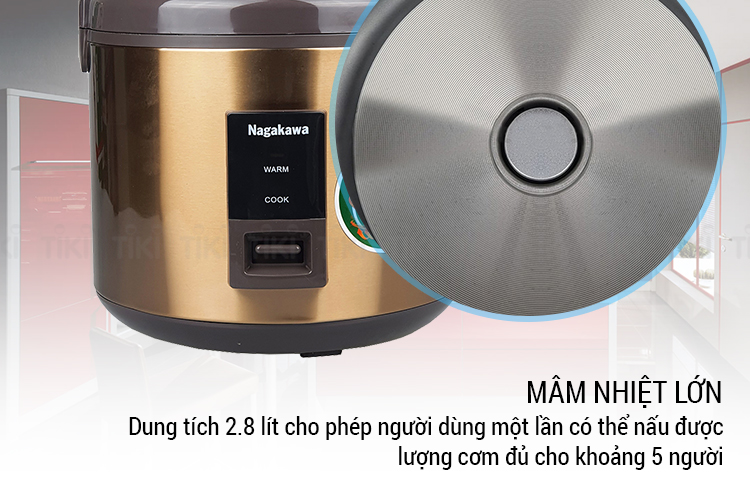 Nồi Cơm Điện Nắp Gài Nagakawa NAG0121 (2.8 Lít) - Hàng Chính Hãng