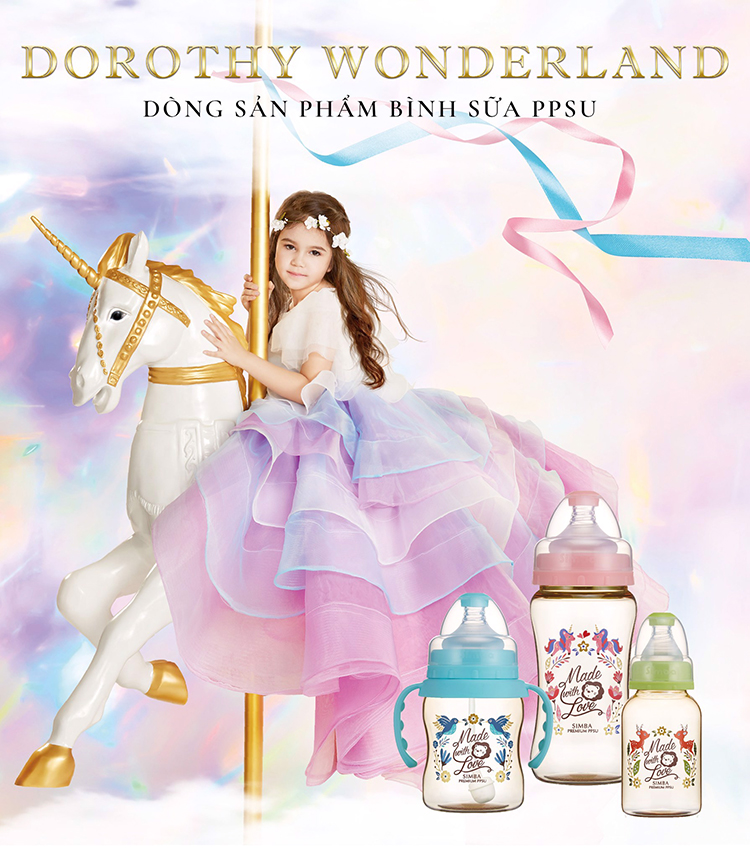 Bình Sữa Hồ Lô Simba Dorothy Wonderland PPSU Cổ Tiêu Chuẩn 320ml Có Tay Cầm