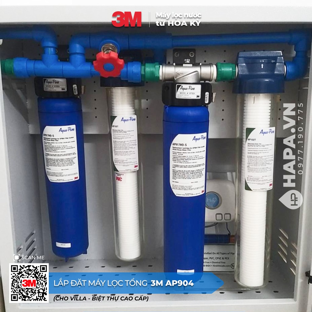 Máy Lọc Nước Đầu Nguồn 3M AP904 PREMIUM Lọc Tổng Sinh Hoạt Gia Đình, Căn Hộ, Chung Cư, Nhà Phố, Biệt Thự - Hàng Chính Hãng 3M Mỹ