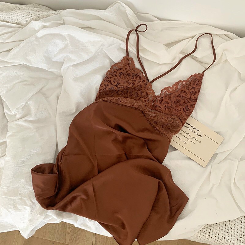 Váy ngủ sexy gợi cảm đồ ngủ có mút lót dây vai tuỳ chỉnh - lụa satin mềm mại phối ren_DN04 Váy Ngủ Sexy Gợi Cảm Đồ Ngủ Có Mút Lót Dây Vai Tuỳ Chỉnh - Lụa Satin Mềm Mại Phối Ren_Dn04