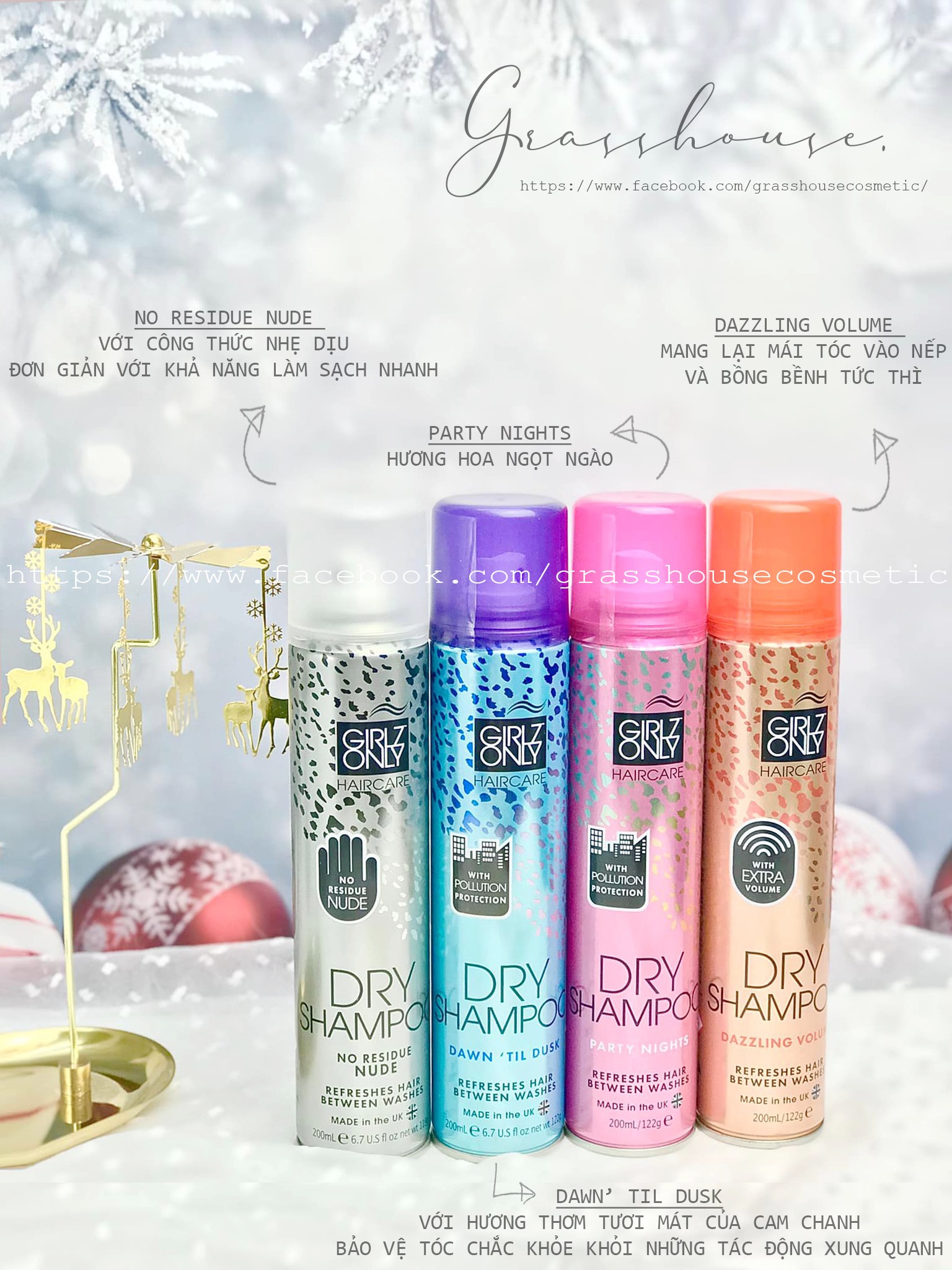 [Chính hãng] Dầu Gội Khô Girlz Only 200ml giúp làm phồng, hỗ trợ cải thiện tình trạng khô bết tóc (Made in UK)