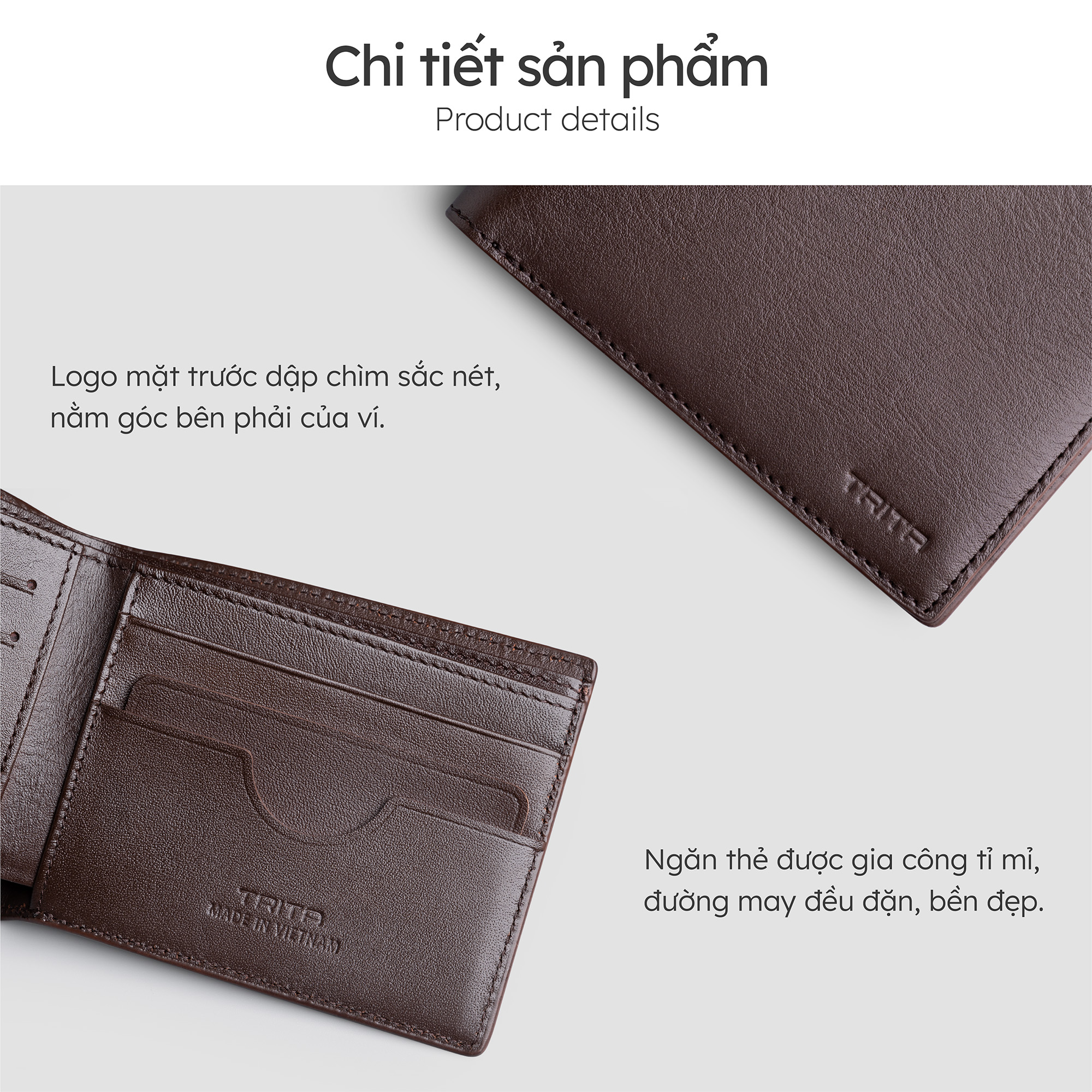 Ví nam da bò Trita ( Thời trang nam dáng ngang basic - Ví da RVN23 )