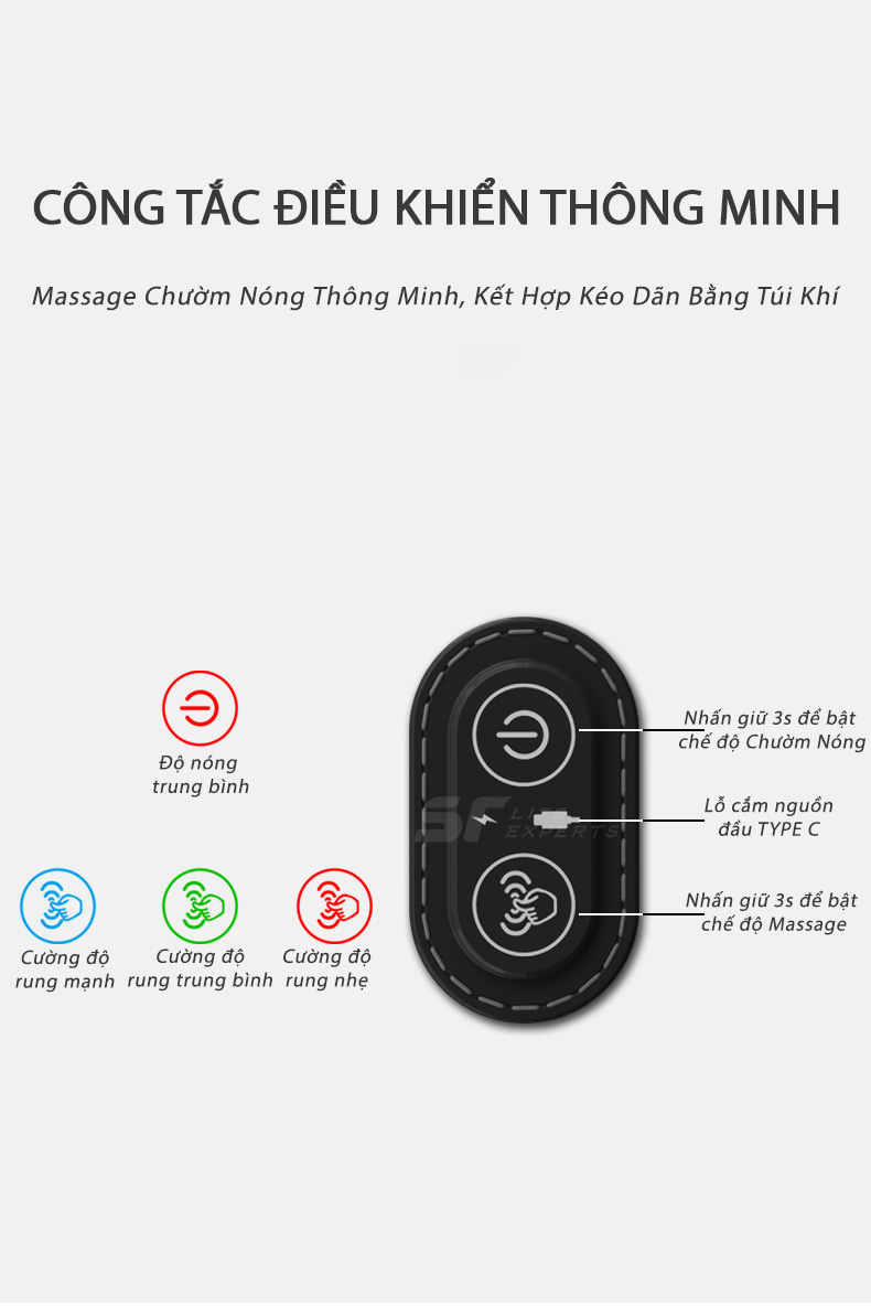 Gối Ngủ Túi Khí Kéo Dãn, Kê Đầu Massage Chườm Nóng Công Thái Học, Giảm Đau Mỏi Cổ Vai Gáy - Sairui
